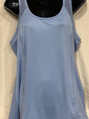 Layer 8 Light Blue Mesh-Detail Athletic Tank Top